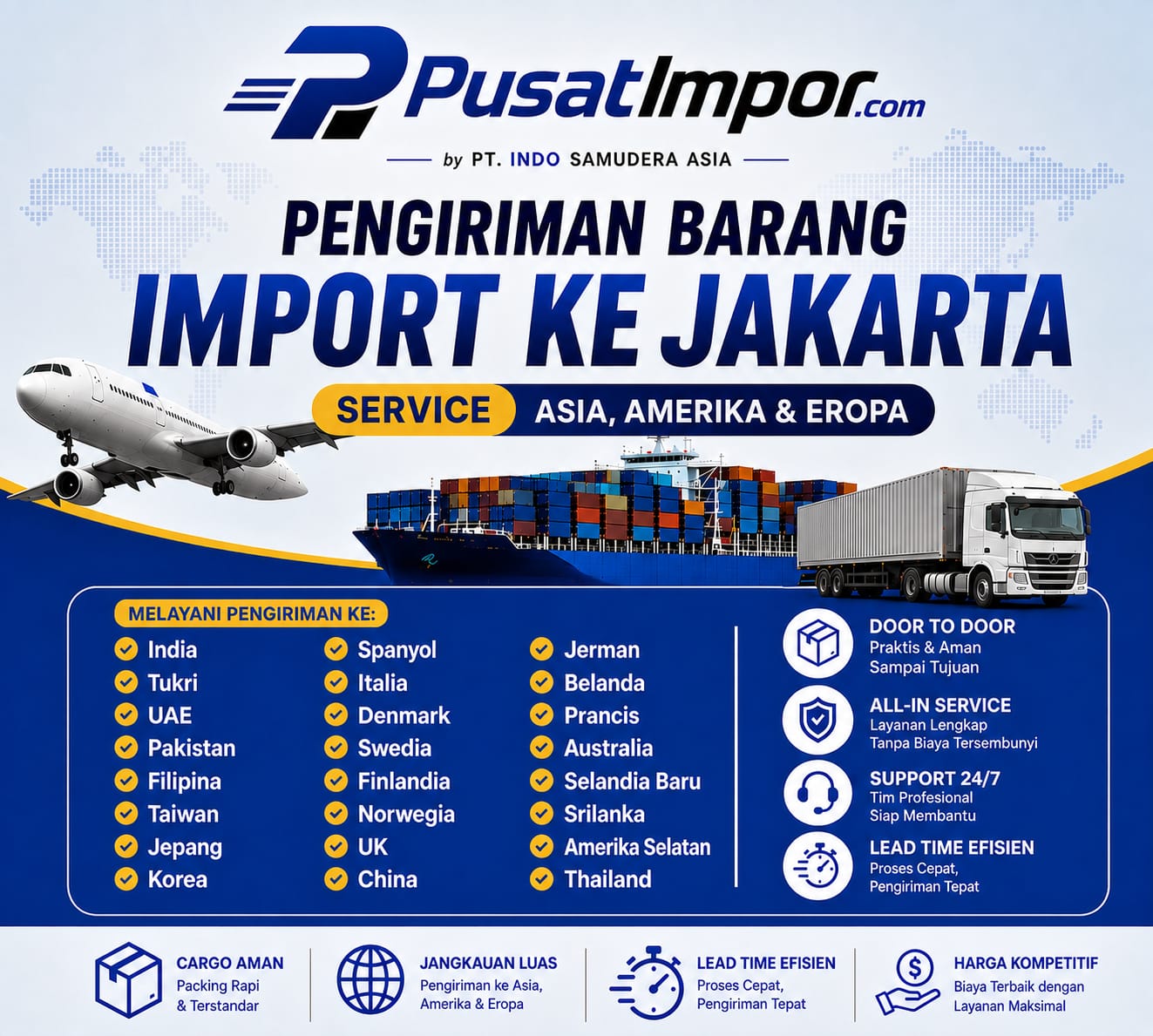 Jasa Impor Italy ke Jakarta via Laut dan Udara