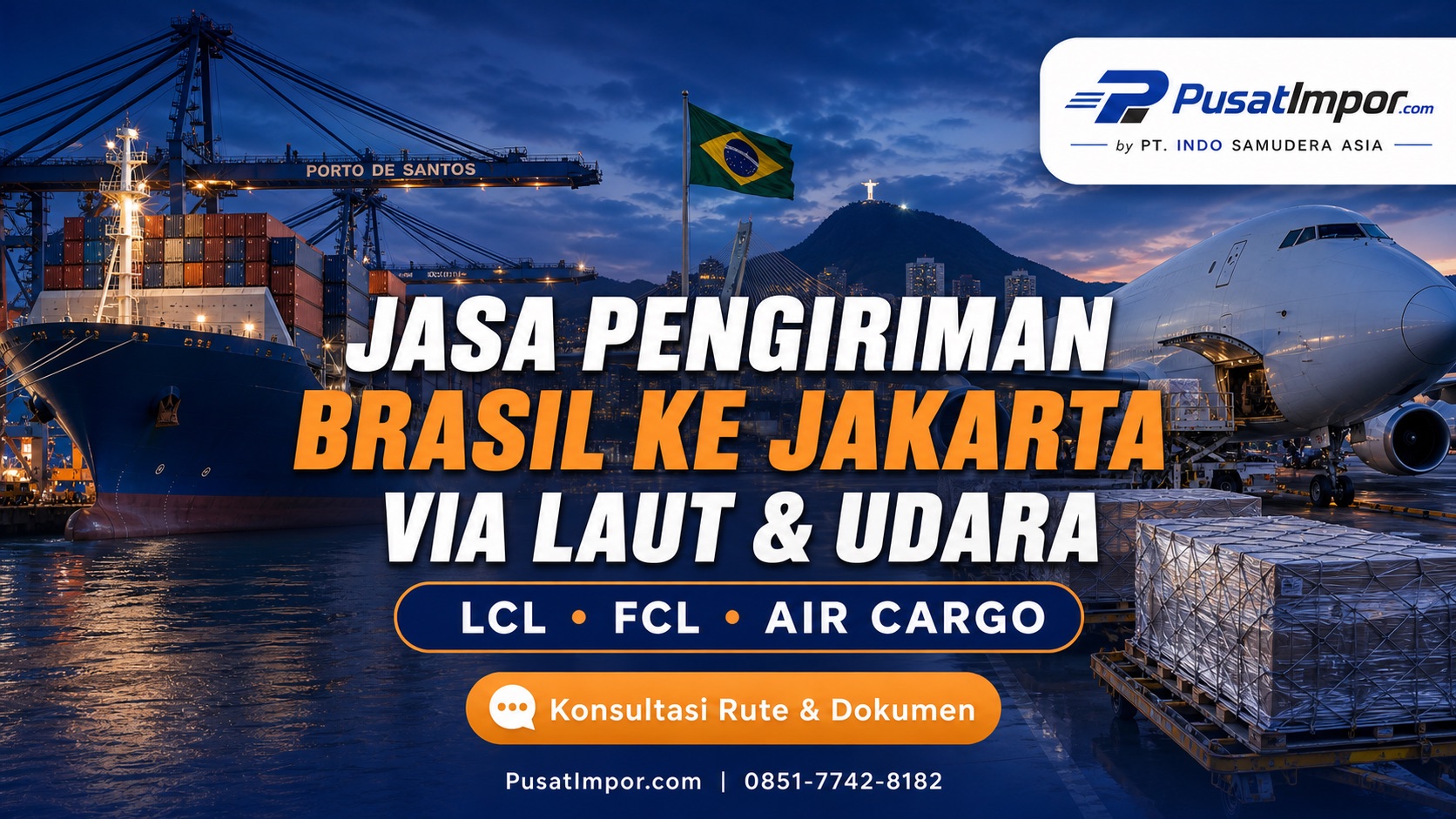 Jasa pengiriman barang dari Brasil via laut dan udara ke Jakarta - Pusat Impor