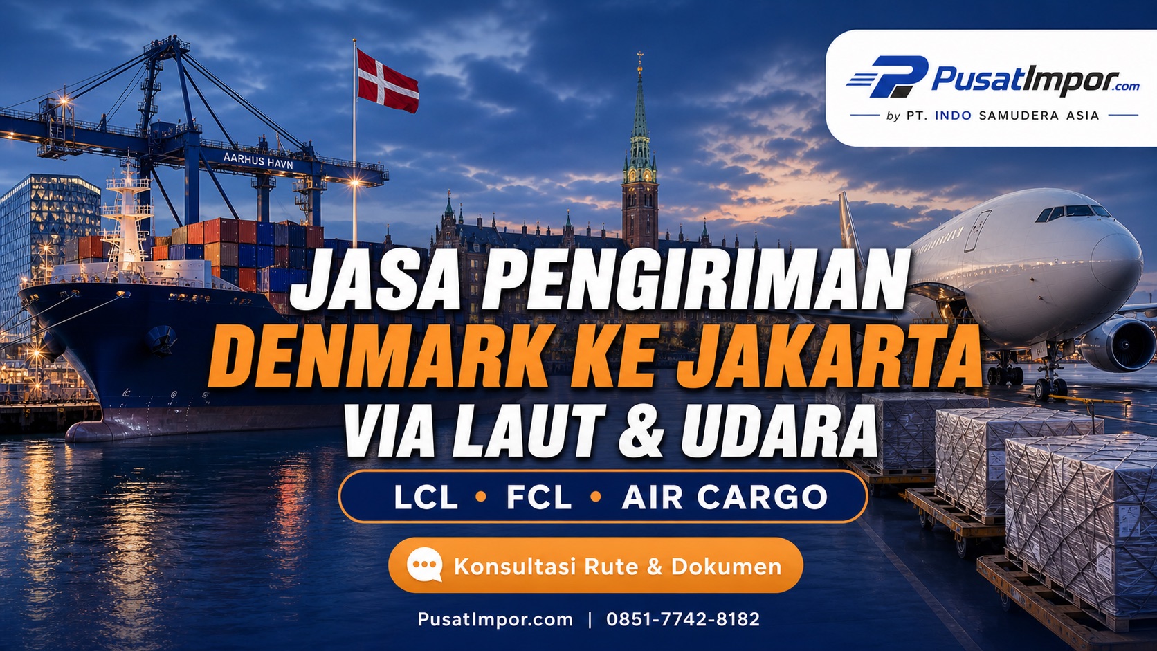 Jasa pengiriman barang dari Denmark via laut dan udara ke Jakarta - Pusat Impor