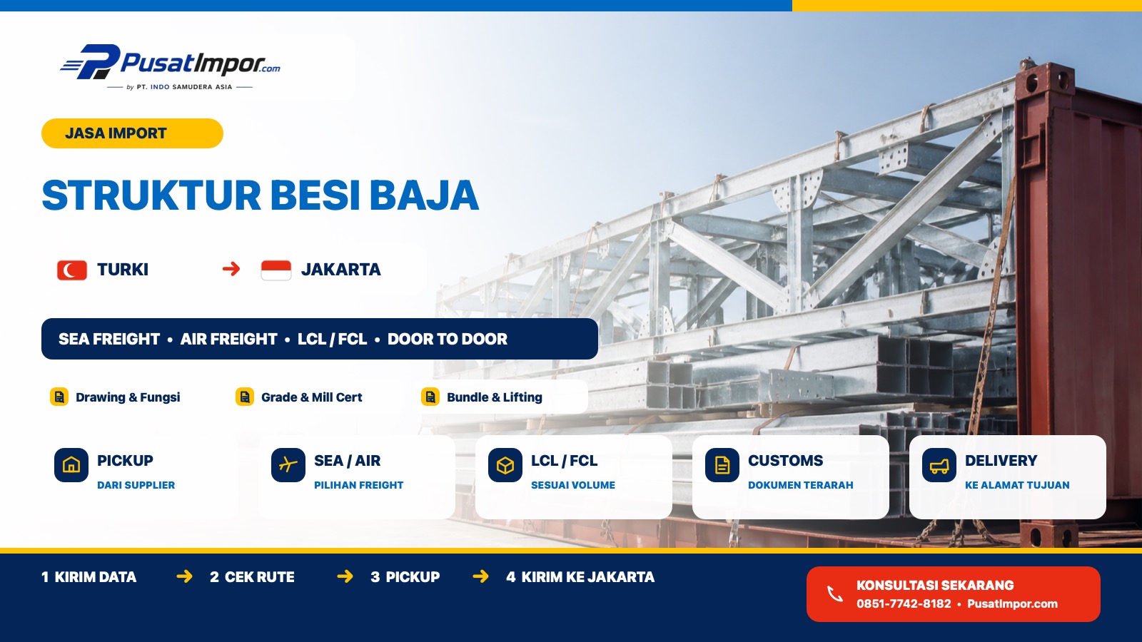 Jasa Pengiriman Struktur Besi Baja dari Turki ke Jakarta — Pusat Impor