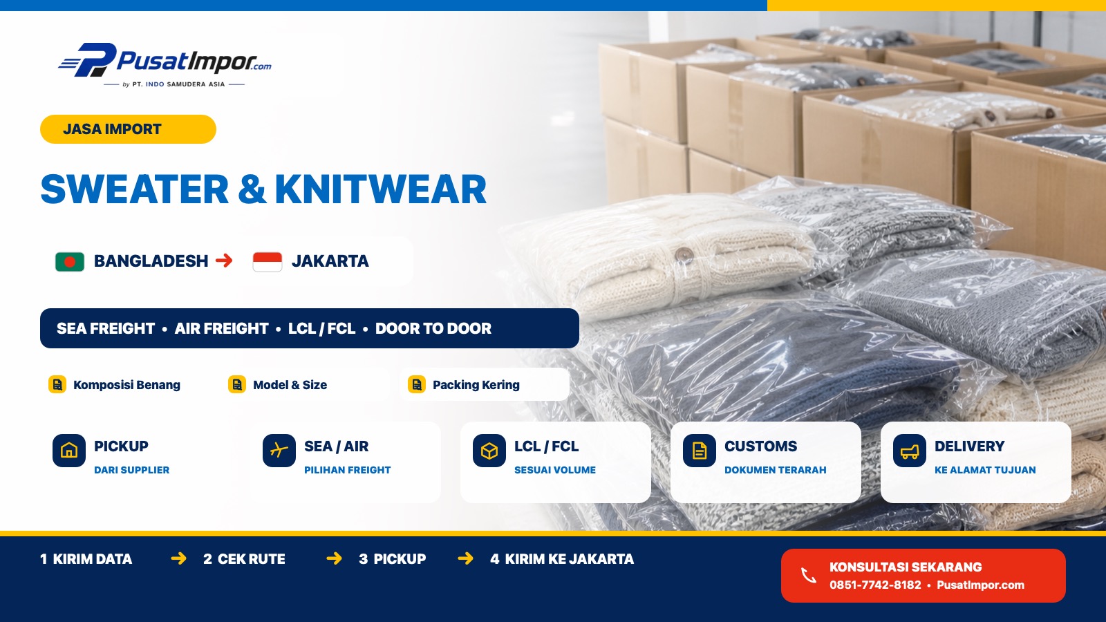 Jasa Pengiriman Sweater dan Knitwear dari Bangladesh ke Jakarta — Pusat Impor