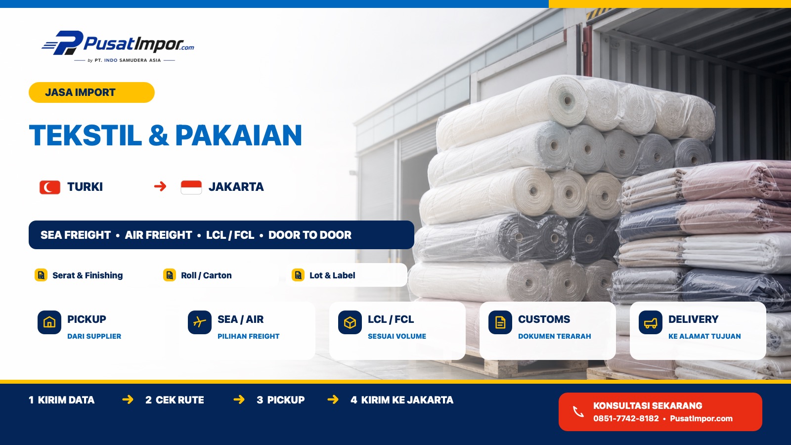Jasa Pengiriman Tekstil dan Pakaian dari Turki ke Jakarta — Pusat Impor