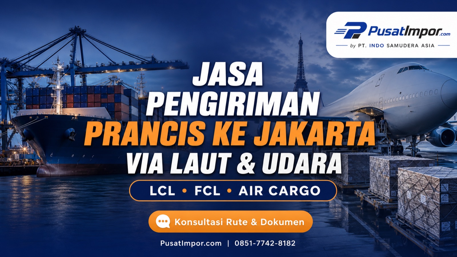 Jasa pengiriman barang dari Prancis via laut dan udara ke Jakarta - Pusat Impor
