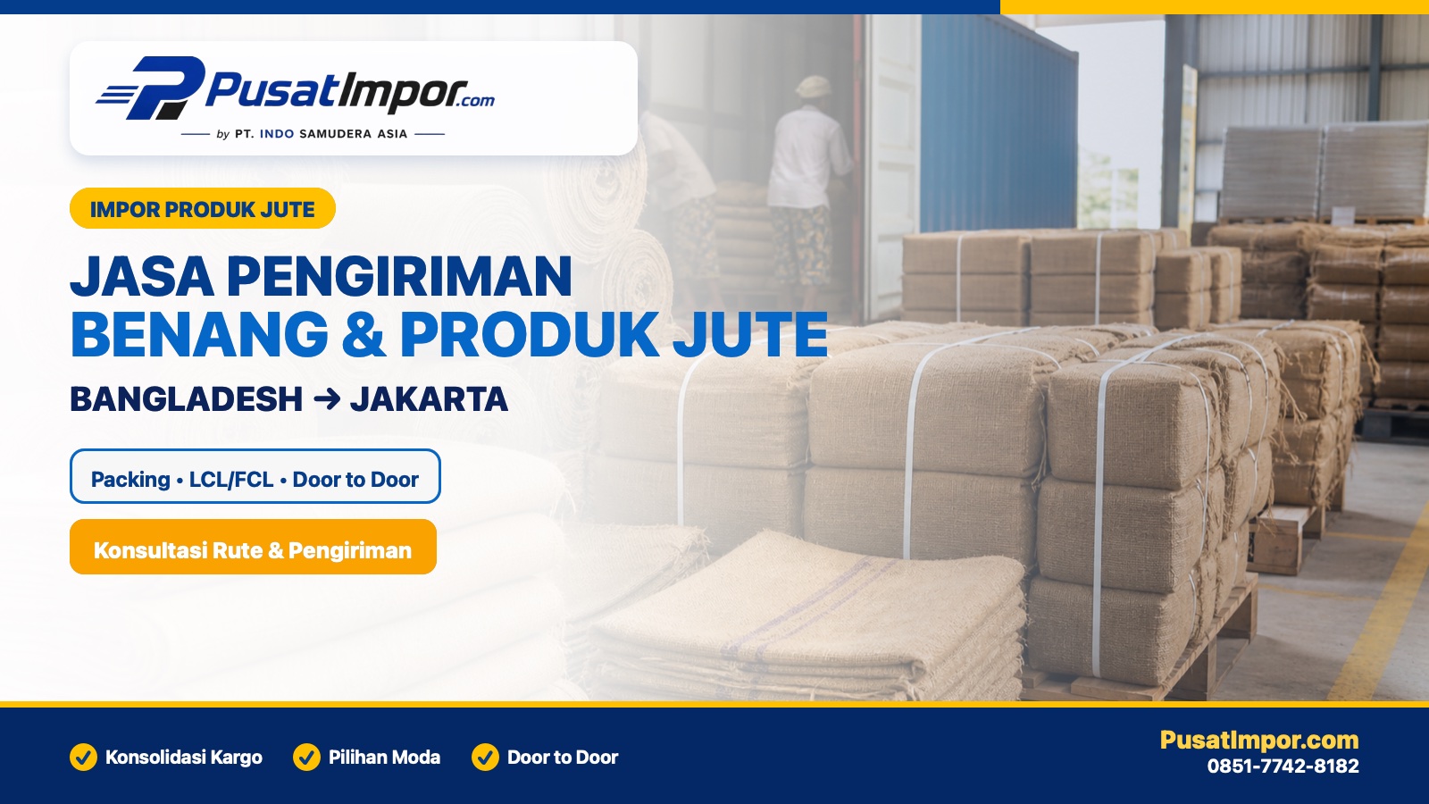 Jasa pengiriman benang dan produk jute dari Bangladesh