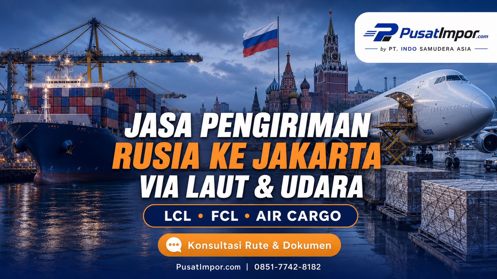 Jasa pengiriman barang dari Rusia via laut dan udara ke Jakarta - Pusat Impor