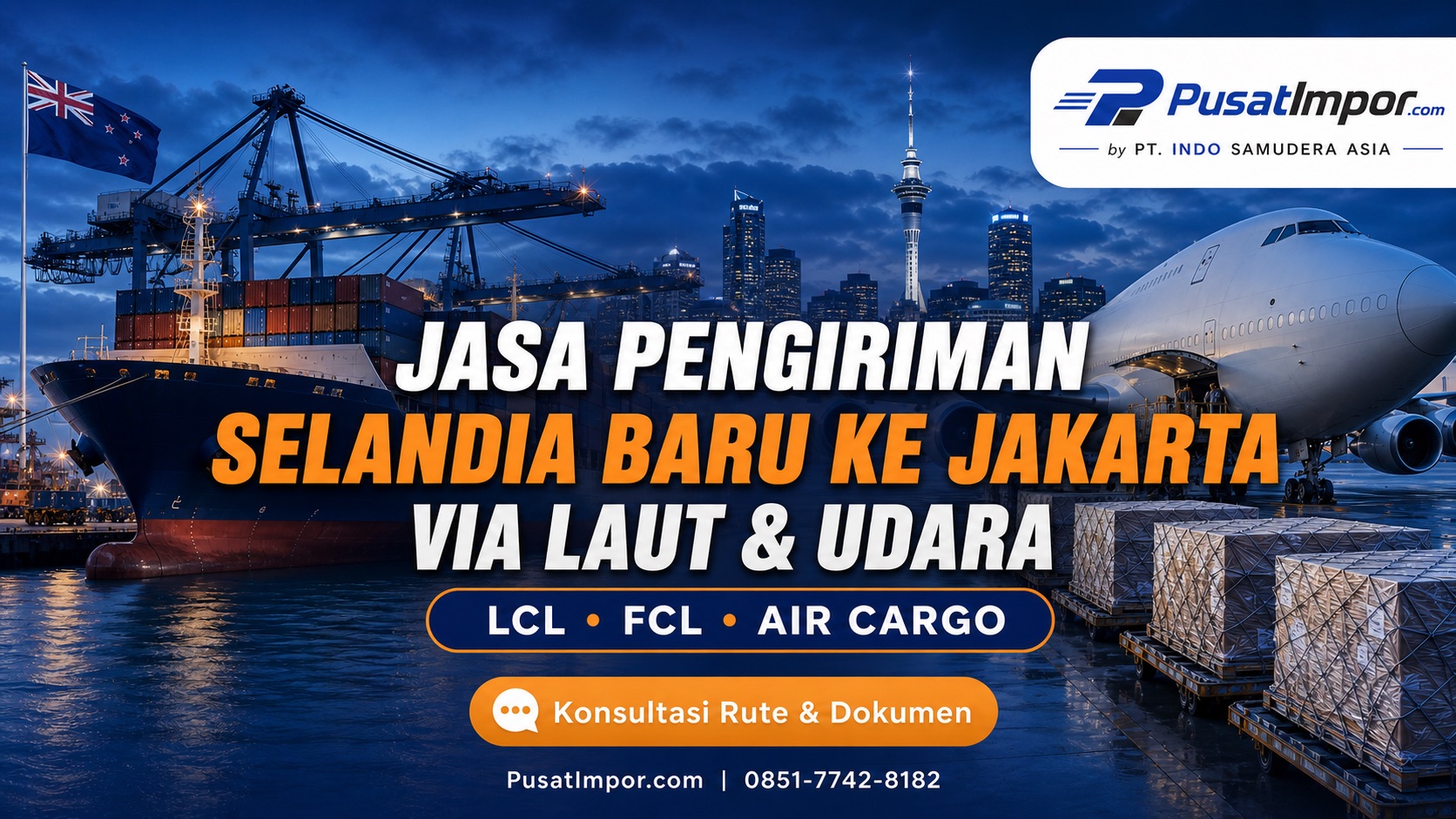 Jasa pengiriman barang dari Selandia Baru via laut dan udara ke Jakarta - Pusat Impor