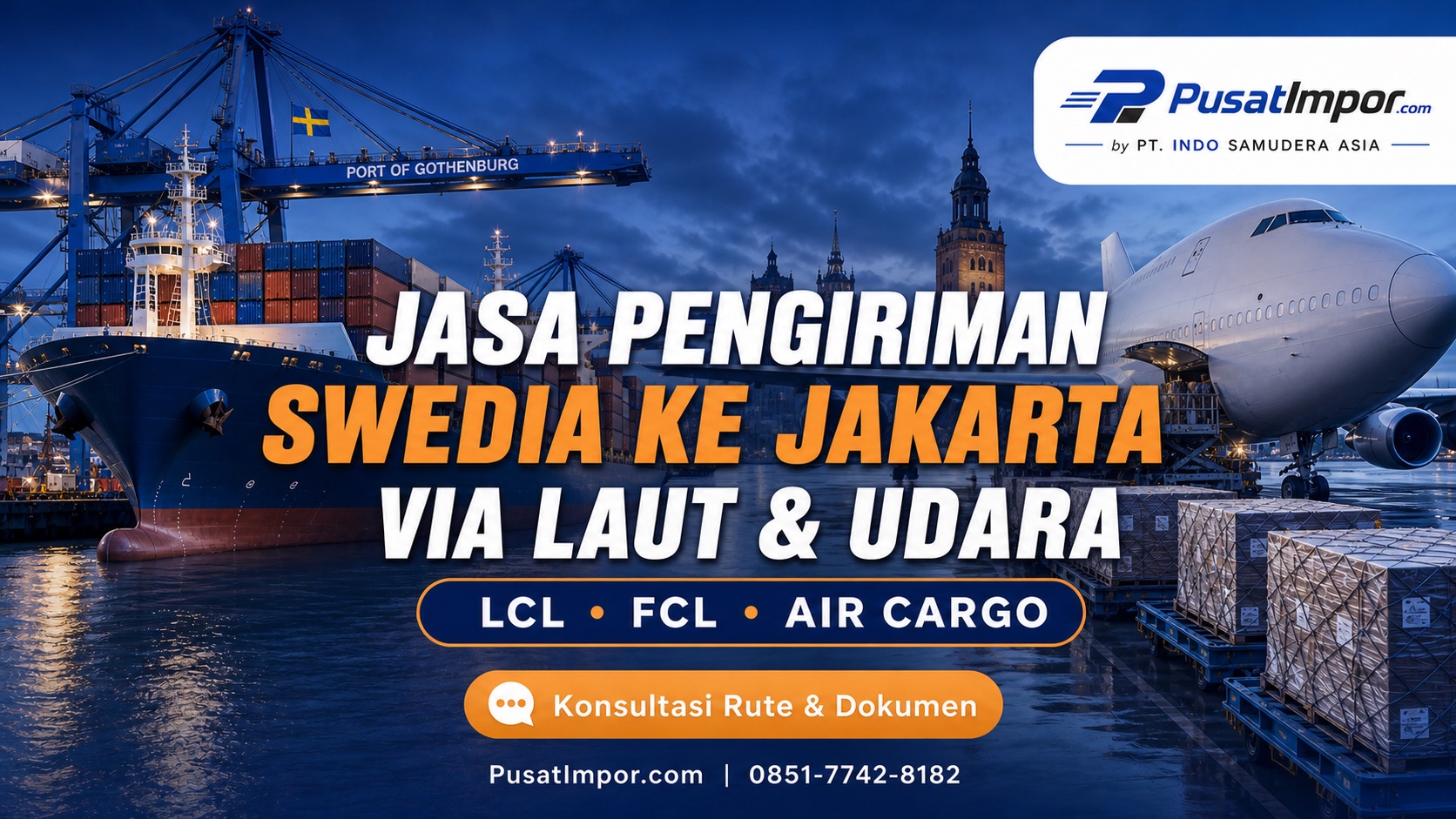 Jasa pengiriman barang dari Swedia via laut dan udara ke Jakarta - Pusat Impor