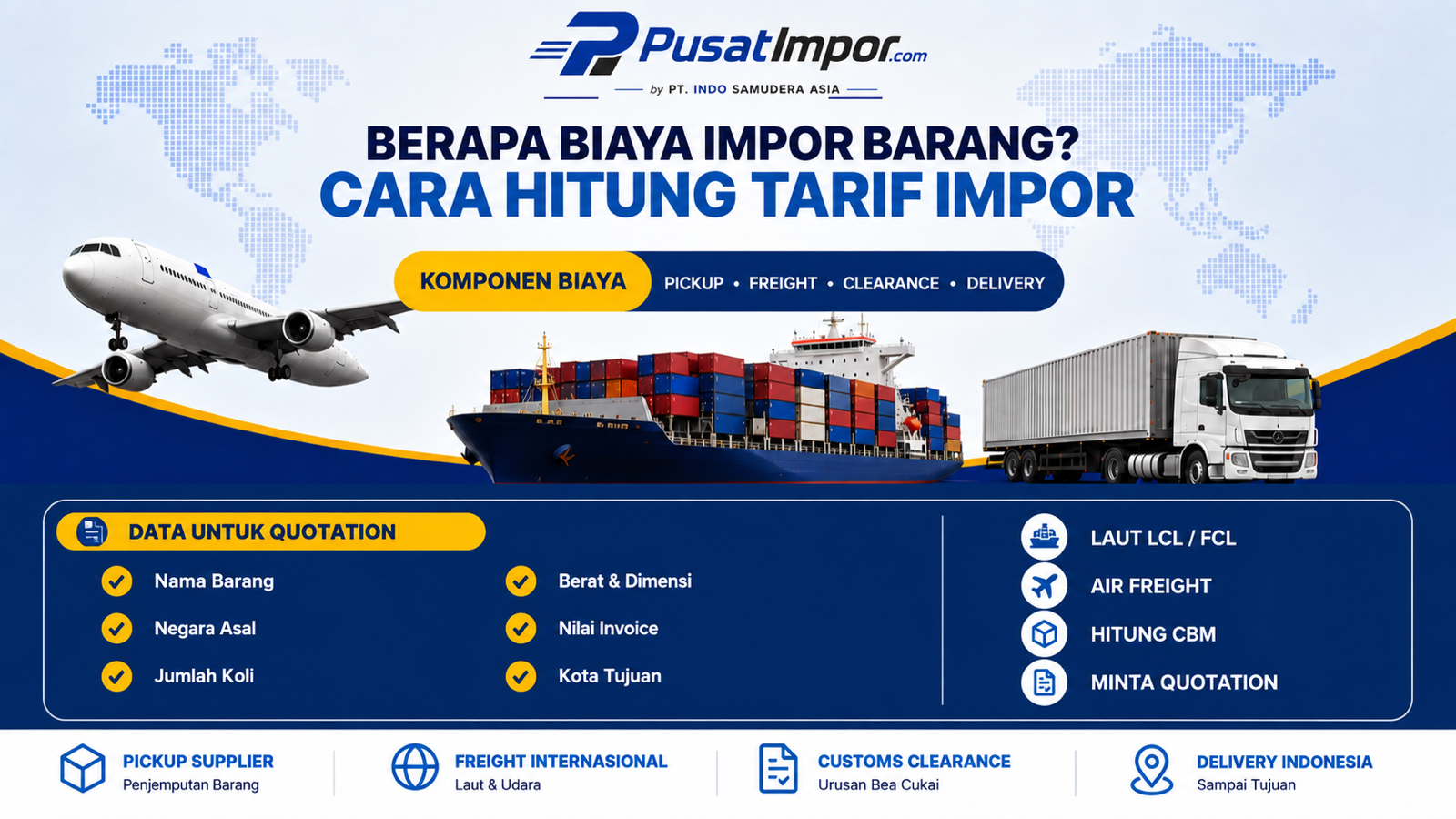 Infografik berapa biaya impor barang dan cara menghitung tarif impor melalui laut atau udara